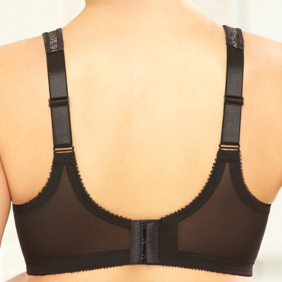 Set of 3! 42C Glamorise MAGIC LIFT Bra (COMFORT-STRAPS) Lace WIRELESS Black NEW - Picture 3 of 12